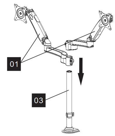HUANUO Dual Gas Spring Monitor HNDS8 - Step 2 Install the Arms 1
