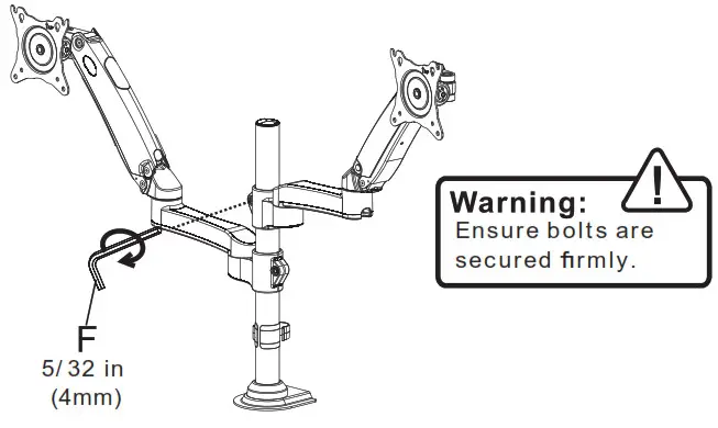 HUANUO Dual Gas Spring Monitor HNDS8 - Step 2 Install the Arms 2