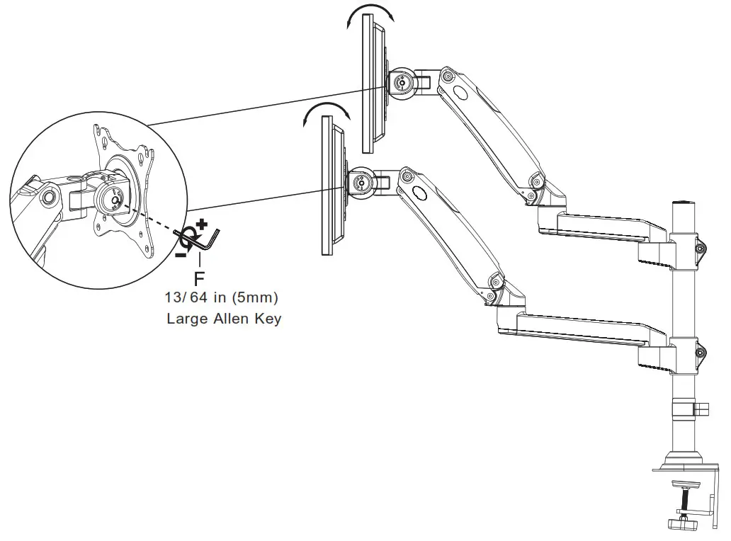 HUANUO Dual Gas Spring Monitor HNDS8 - Tilt Adjustment