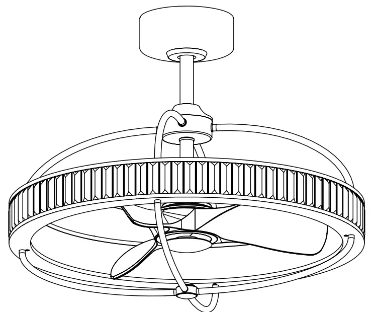 ParrotUncle BBA544101CB 28 in LED Indoor Nickel Crystal Caged Ceiling Fan