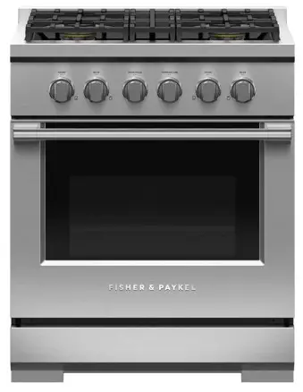 FISHER and PAYKEL RGV3-304-L 30 Inch 4 Burners LPG Gas Range