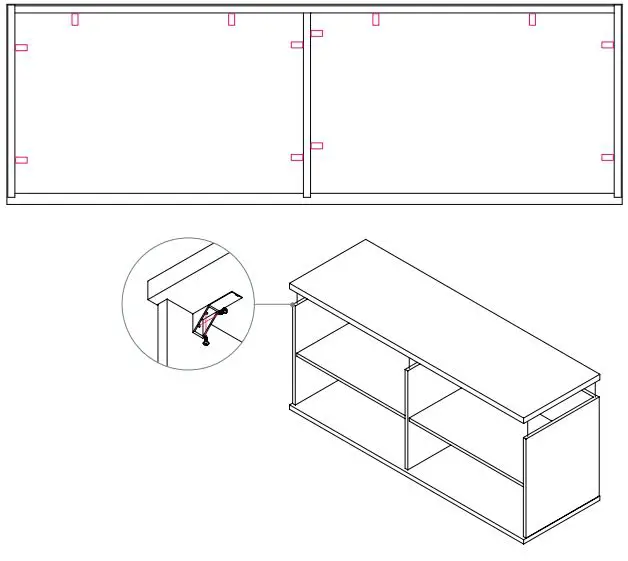 CLEAR DESIGN BLCC## Storage Laminate Conference Credenza Installation Guide - Attach corner braces in the location