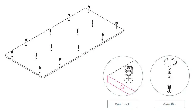 CLEAR DESIGN BLCC## Storage Laminate Conference Credenza Installation Guide - INSERT HARDWARE INTO BACK PANEL