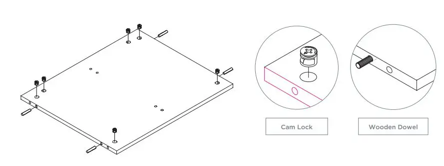 CLEAR DESIGN BLCC## Storage Laminate Conference Credenza Installation Guide - INSERT HARDWARE INTO CENTER SUPPORT PANEL