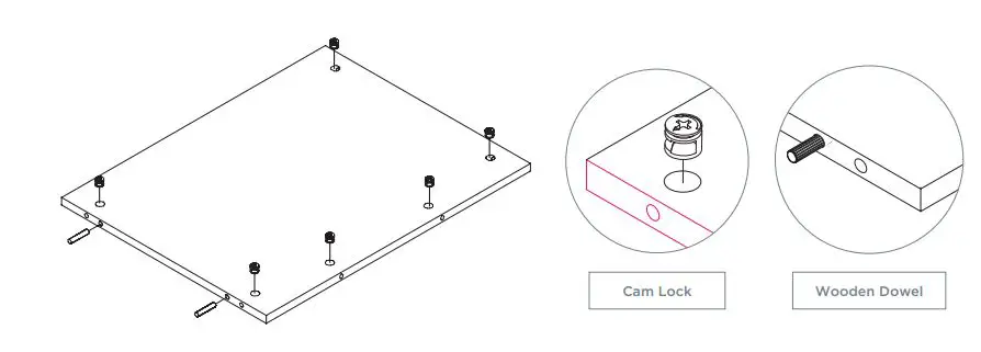 CLEAR DESIGN BLCC## Storage Laminate Conference Credenza Installation Guide - INSERT HARDWARE INTO FIXED SHELF 1