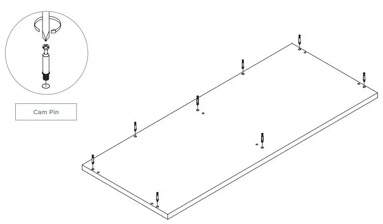 CLEAR DESIGN BLCC## Storage Laminate Conference Credenza Installation Guide - INSERT HARDWARE INTO TOP PANEL