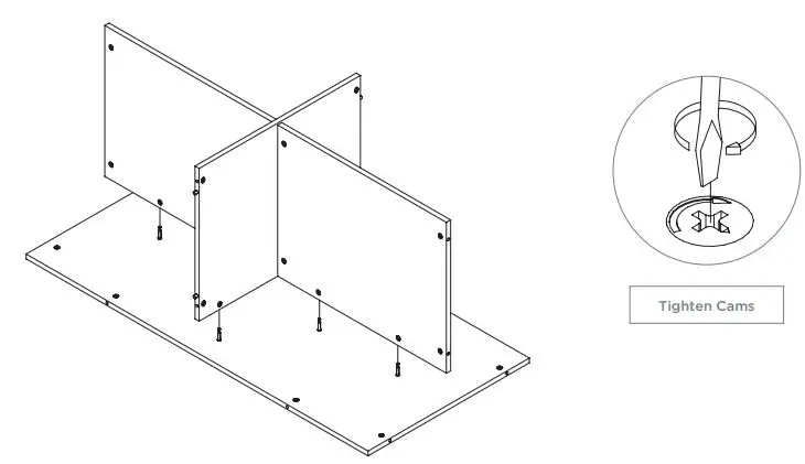 CLEAR DESIGN BLCC## Storage Laminate Conference Credenza Installation Guide - SECURE BACK PANEL TO ASSEMBLED STRUCTURE