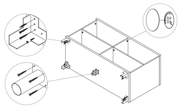 CLEAR DESIGN BLCC## Storage Laminate Conference Credenza Installation Guide - SECURE FEET TO BOTTOM PANEL