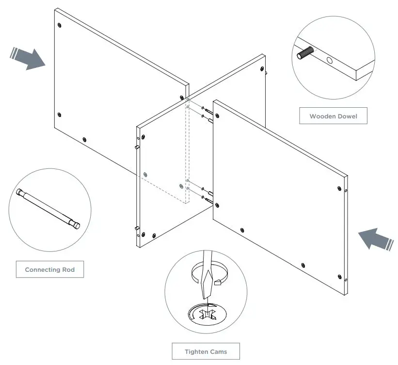 CLEAR DESIGN BLCC## Storage Laminate Conference Credenza Installation Guide - SECURE FIXED SHELVES TO CENTER SUPPORT PANEL