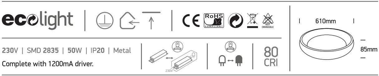 one LIGHT 62144N Modern Black Round Aidoni 61cm LED Ceiling Lamp - Icon 1
