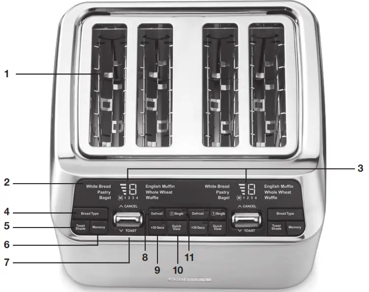 Cuisinart CPT 540C Series 4 Slice Motorized Digital Toaster - FEATURES
