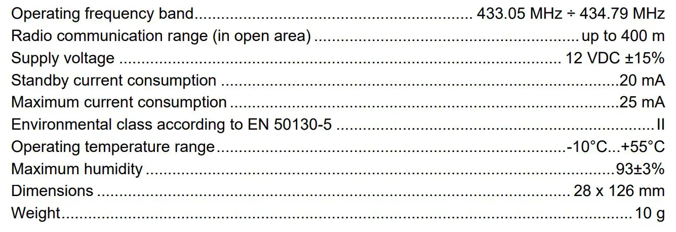 Satel PERFECTA-RF MICRA Wireless System Module - Specifications