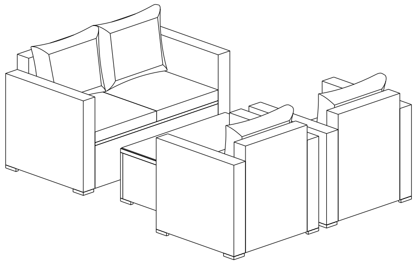 COSTWAY HW65410 4pcs Conversation Set
