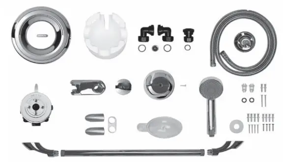 AQUALISA SRN001EA Thermostatic Mixer Shower with Adjustable Height 90mm Harmony Head - Components1