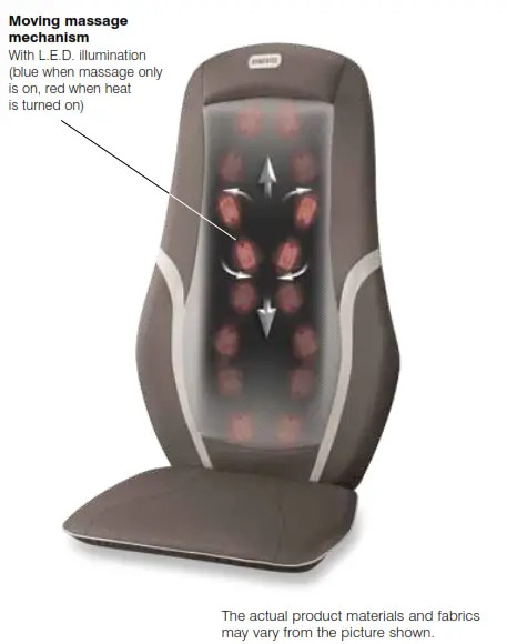 Homedics MCS-490H Full Back Cushion with Custom Fit Massage with Heat Instruction - Moving massage mechanism