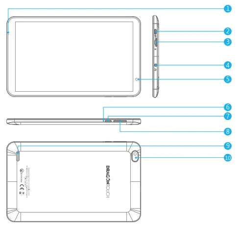 DRAGON TOUCH NotePad Y80 Tablet PC - UNIT AT A GLANCE