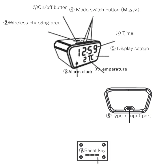 global sources WL067 Digital Alarm Clock Wireless Charger-