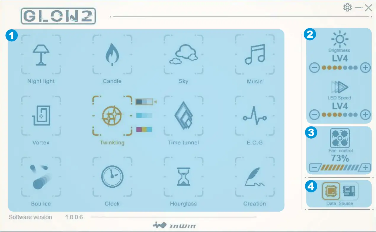 InWin 309 Addressable RGB Front Panel with 4 ARGB Fans - app 22