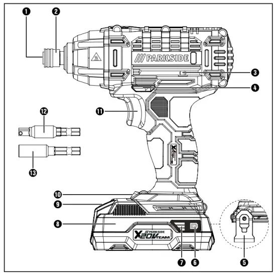 PARKSIDE PDSSA 20 Li A1 Cordless Impact Driver - 1