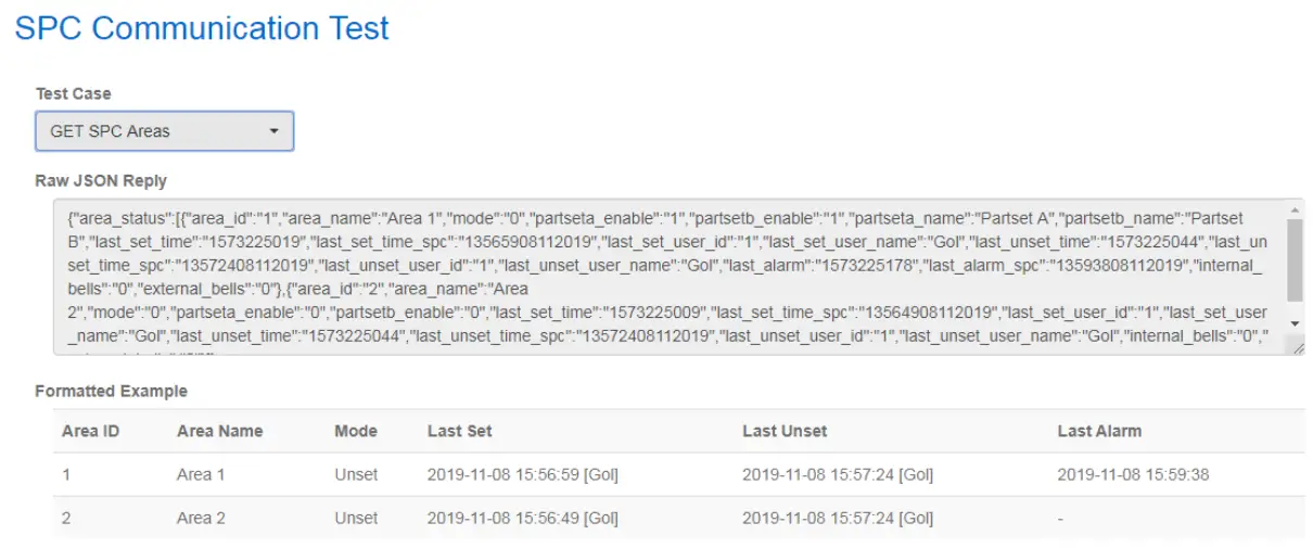 lundix it SPC Bridge Modbus Integration of Vanderbilt SPC Intrusion System User Manual - SPC Communication Test