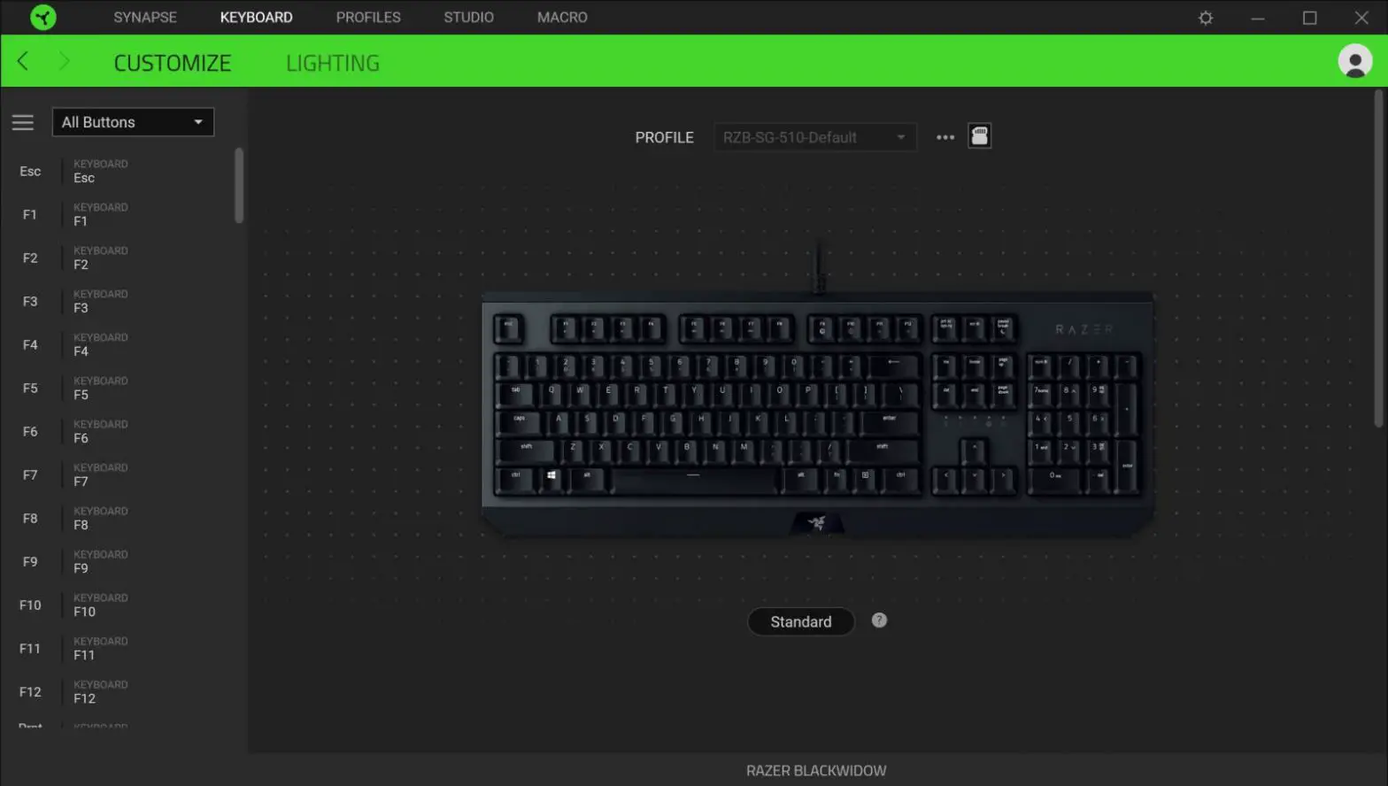 RAZER Blackwindow User Guide- Clicking the Sidebar button