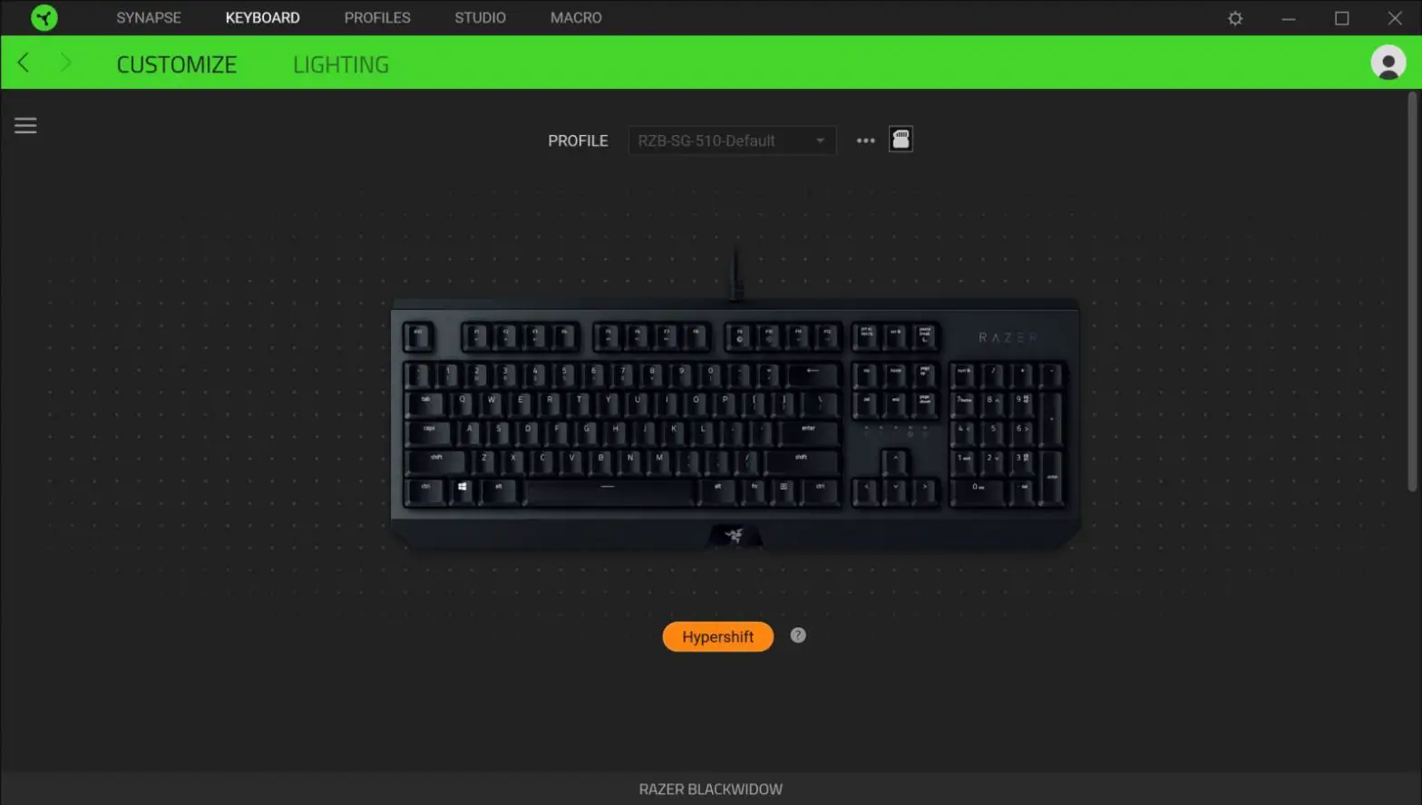RAZER Blackwindow User Guide- Hypershift mode is a secondary