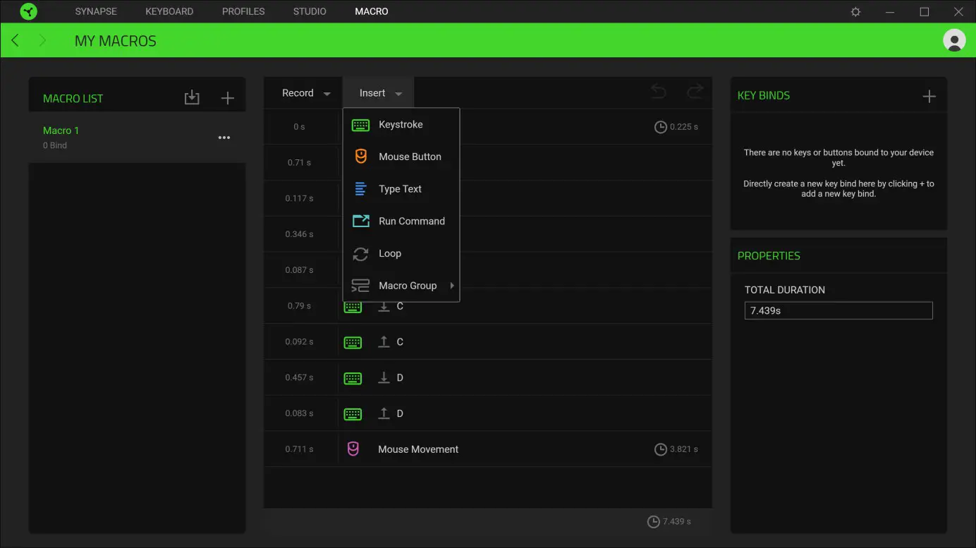 RAZER Blackwindow User Guide-- The Key binds option allows you to view the Shortcut