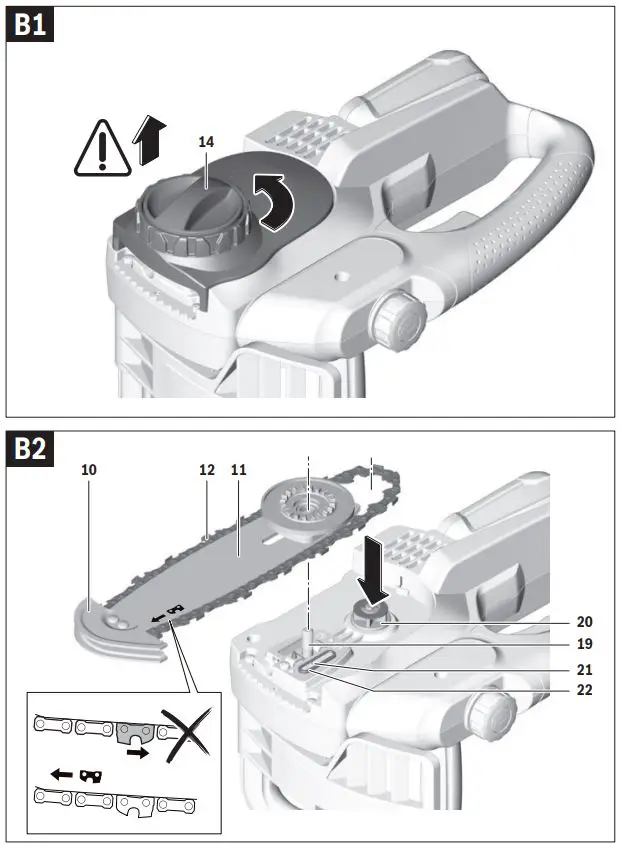 BOSCH UniversalChain 18 Cordless Electric Chainsaw Instructions - Fig b 1