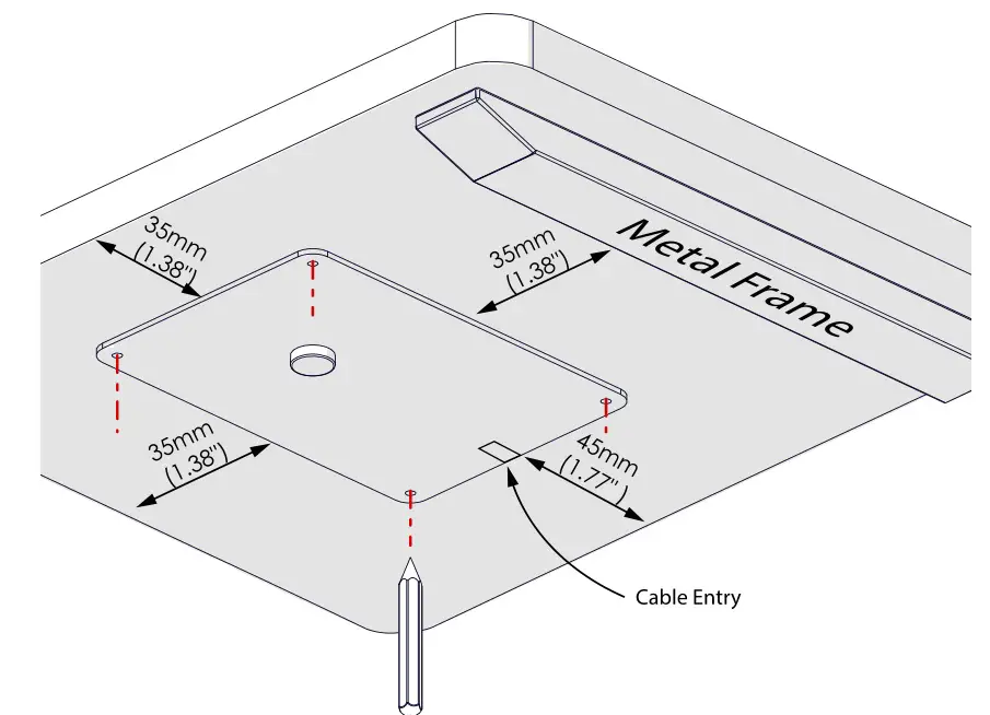 oe elsafe ARC-H Wireless Charger - Adjust to ensure correct clearance and mark screw holes
