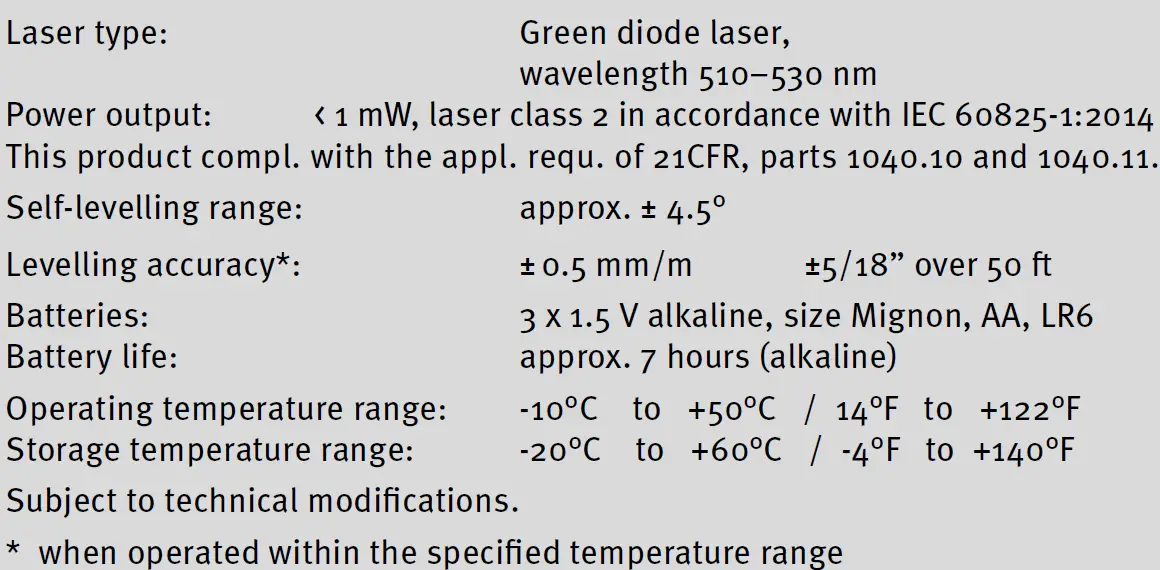 STABILA LAX 50 G Cross Line Laser 24