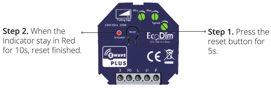 EcoDim Smart LED dimmer Z-Wave 250W -Factory Reset