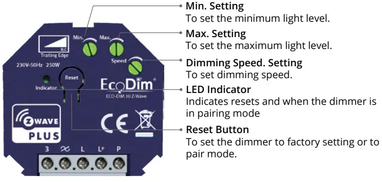 EcoDim Smart LED dimmer Z-Wave 250W - setting