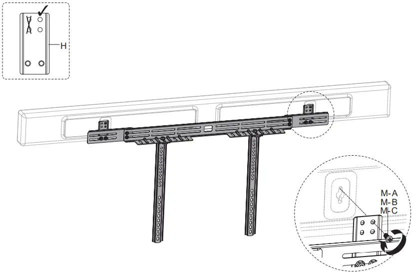 VIVO Universal Soundbar Speaker - bracket using screws