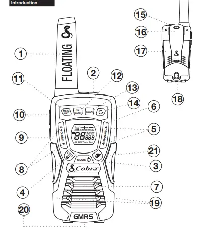 COBRA ACXT1035R FLT Floating Walkie Talkies Radio FIG (1)