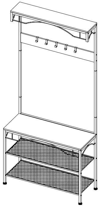HONEY-CAN-DO SHF-09575 Natural Hall Tree with Shelves-fig1