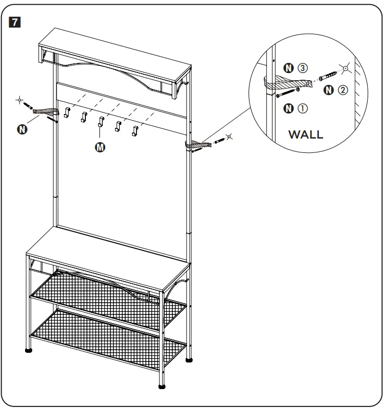 HONEY-CAN-DO SHF-09575 Natural Hall Tree with Shelves-fig14