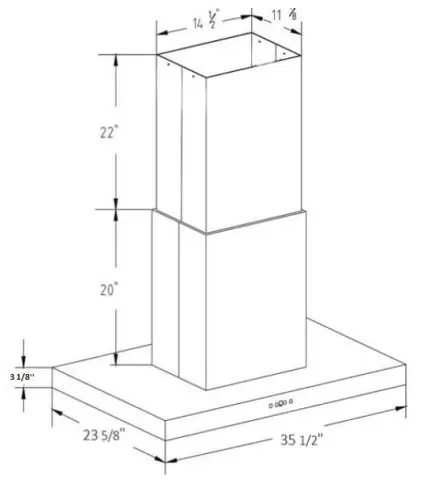 AVG AVI 369IS2 Idaho Island Range Hood - Dimensions