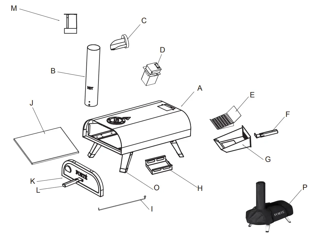 FORTE FPPO14PSS Outdoor Pizza Oven fig 1