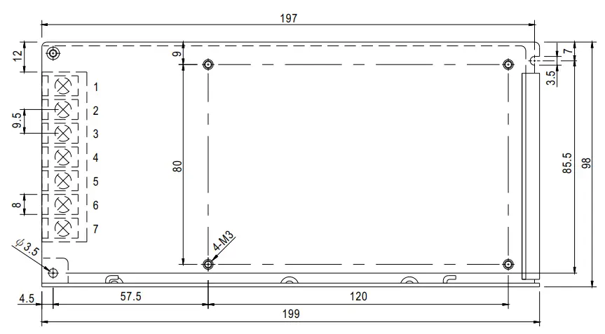 SD-100 Series 100W Single Output DC DC Converter Mechanical Specification
