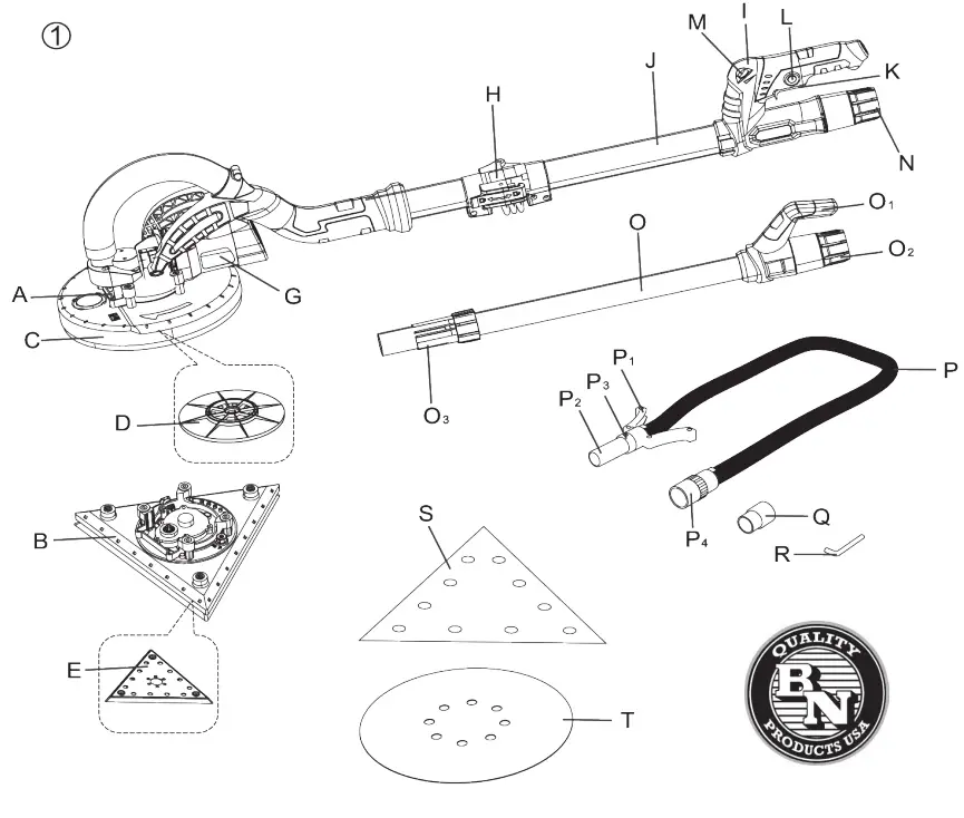 BN Products BNR1839 Electric Drywall Sander Interchangeable-FIG2