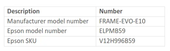 FRAME-EVO-E10 designation