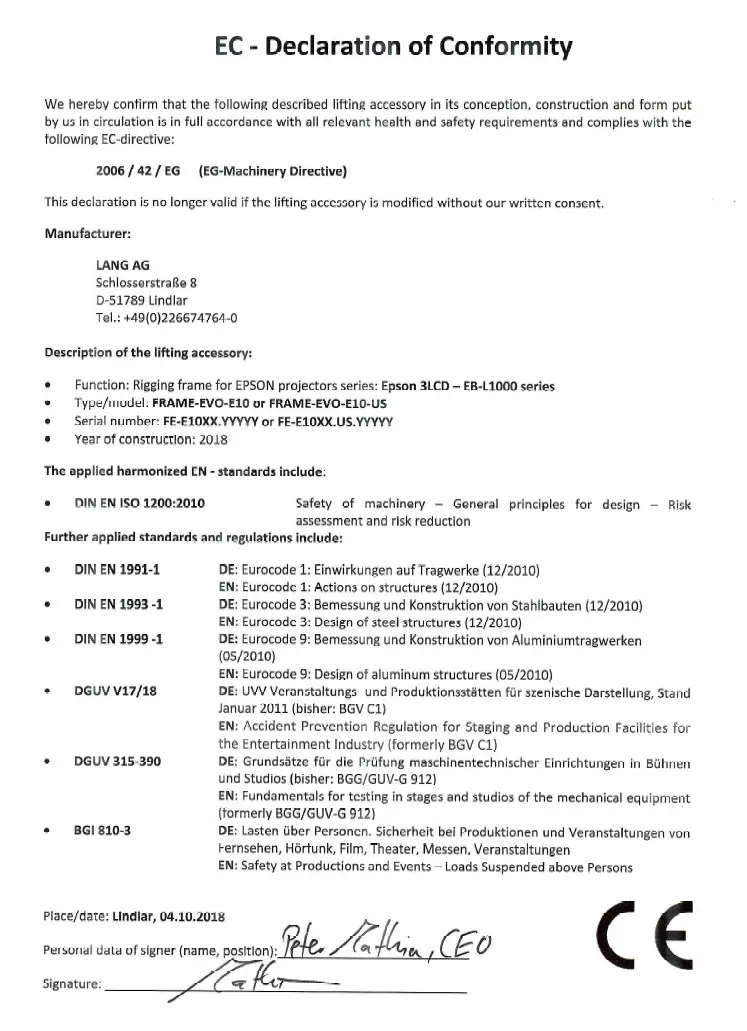 epson-mounting-frame-for-projectors-frame-evo-e10- Declaration of Conformity