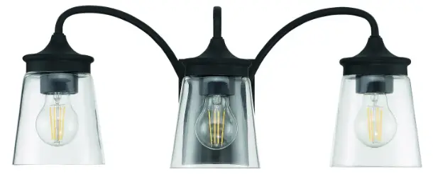 PARK HARBOR 453504 LA Maida Matte Black 3 Light Vanity Light