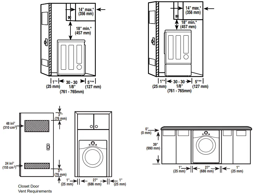 LG DLEX4000 Ultra Large Front Load Electric Dryer-Clearances2