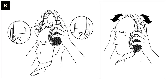 Connecting, putting on and using the headphones