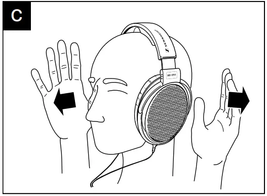 Connecting, putting on and using the headphones