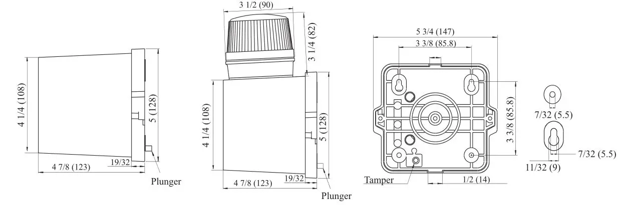 POTTER SSX-81-SSX-81S Armored Siren-Siren Strobe - Dimensions inches (mm)
