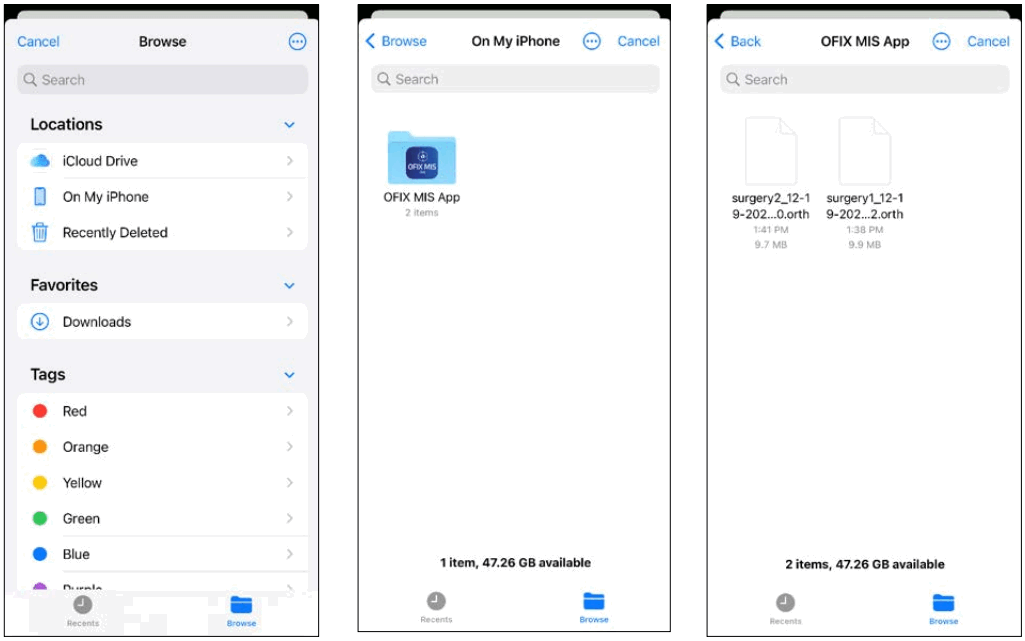 ORTHOFIX OFIX MIS App Workflow - View Previous Report