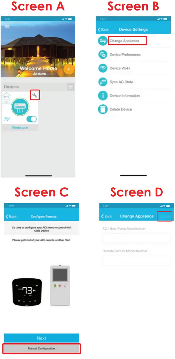CIELO B07MPG1Y23 Smart Wi-Fi Controller for Air Conditioner & Heat Pumps - Screen A