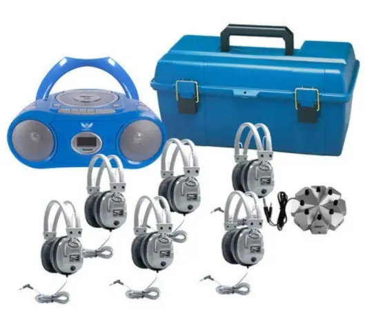 Hamiltonbuhl Jackbox Alpha 6-station Listening Center With Six Deluxe Over-ear Headphones And Carrying Case User Guide